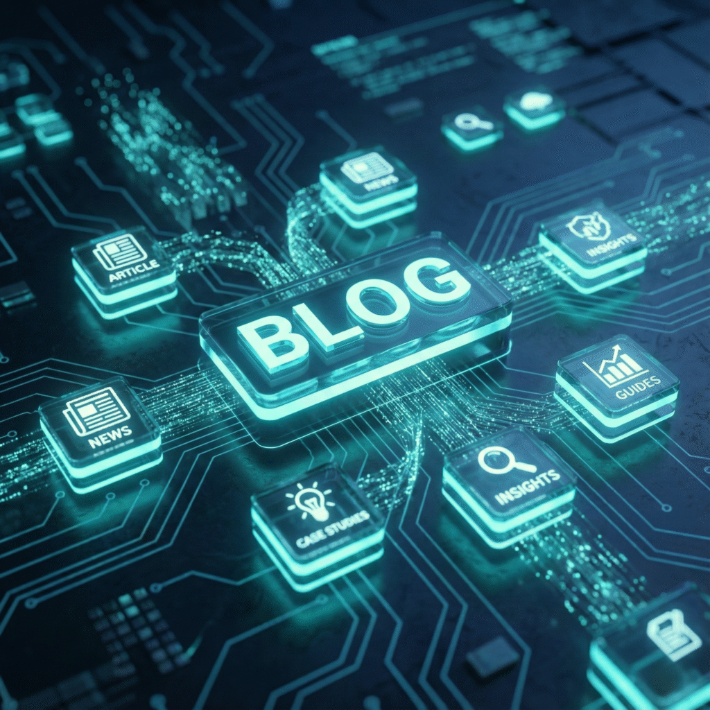 Wizualizacja 3D przedstawiająca blog marketingowy agencji marketingowej Copylead