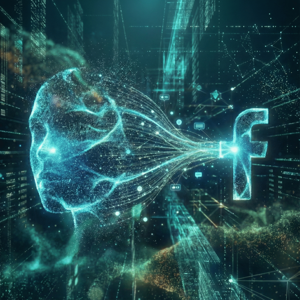 Futurystyczna grafika obrazująca jak reklamować firmę w internecie poprzez budowanie relacji w social media.