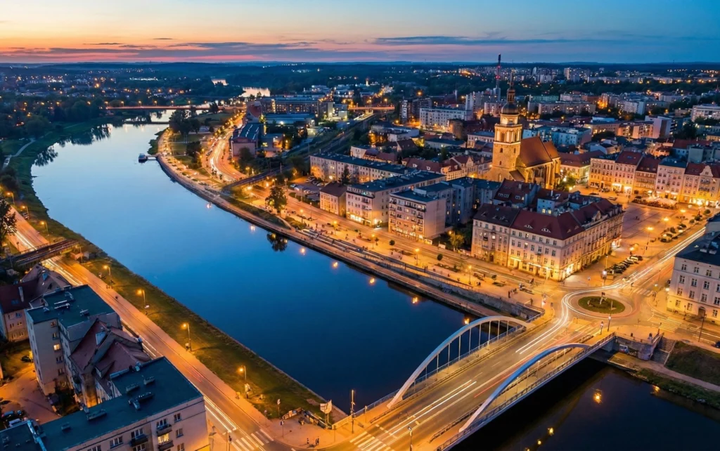 Panorama Gorzowa Wielkopolskiego nocą – profesjonalna obsługa social media Gorzów Wielkopolski