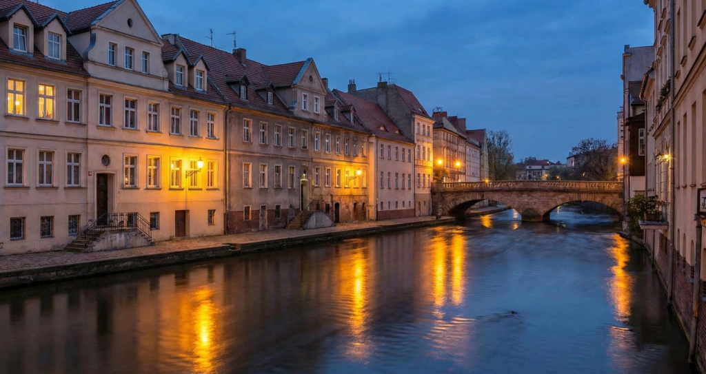 Opolska Wenecja i kanał Młynówka nocą – profesjonalna obsługa social media Opole